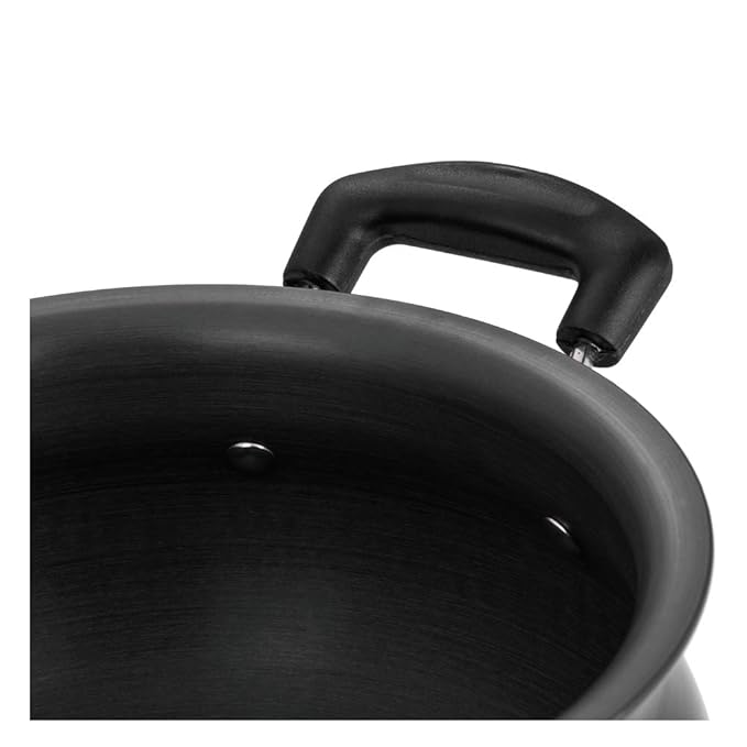Vinod Black Pearl Hard Anodised Non Stick Handi with Lid - 2 Litre, Mini | 3.25mm Thickness | Biryani Pot