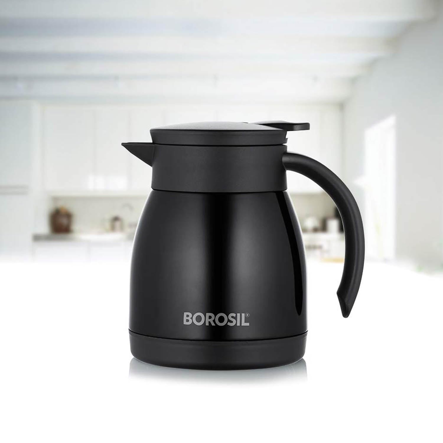 Borosil Stainless Steel 500ml Teapot with Handle | Black