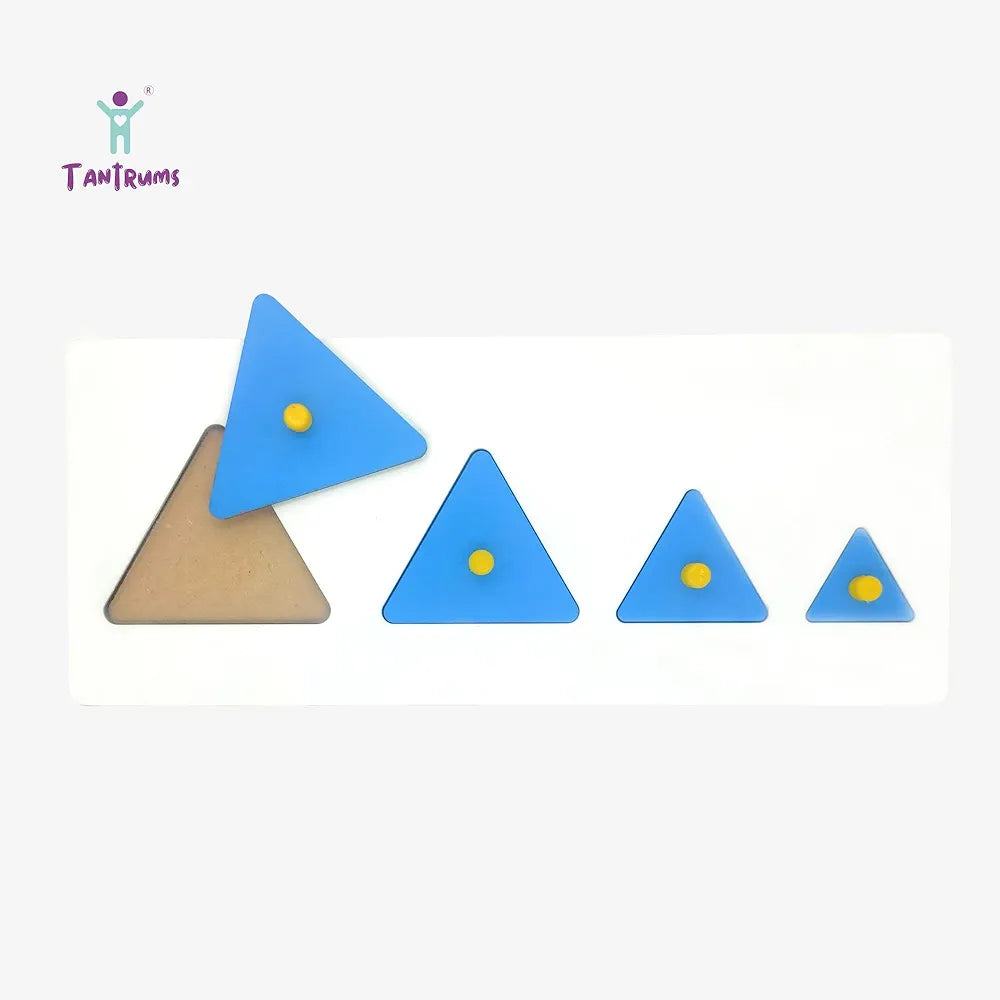 Tantrums Preschool Wooden Triangle Seriation Board Puzzle for Kids Learning Helpful in Developing Hand Eye Concentration and Motor Skills with Self-Correcting Match ups 
