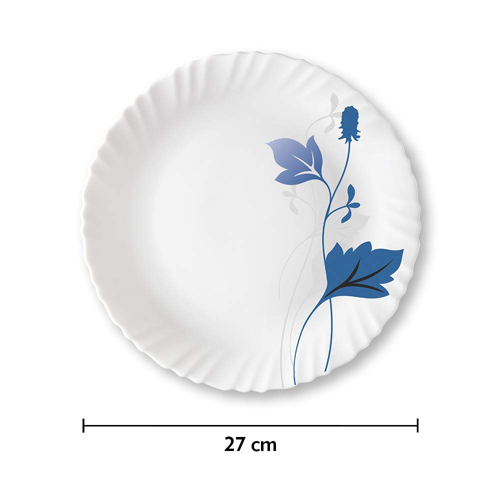 Larah by Borosil Opalware Ageria Full Plate | White | 11 Inch | Set of 6