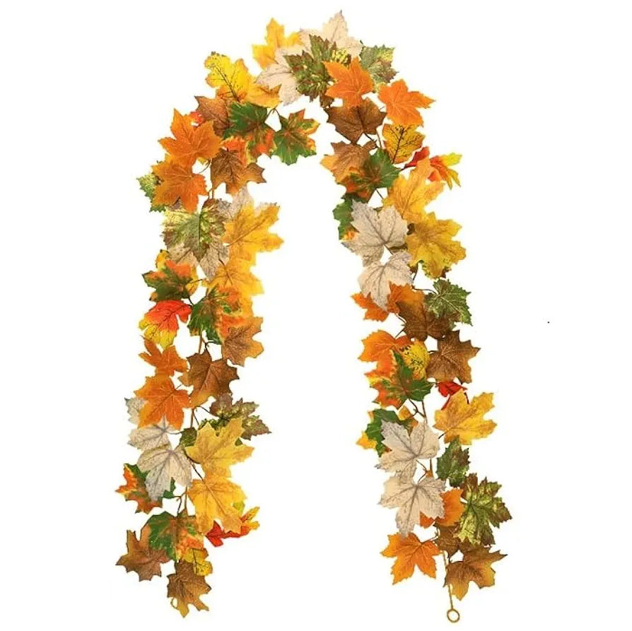 175CM/5.7FT Fall Leaves Garland Fall Garland for Mantel Artificial Maple Leaves Hanging Vine