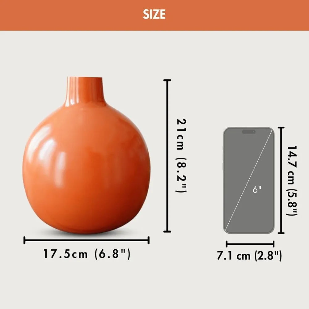 Behoma Metal Flower Vase Orange Flowers not Included
