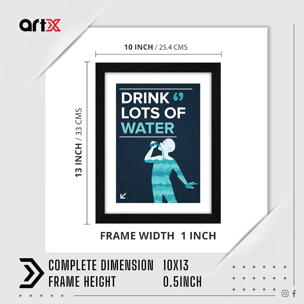 ArtX Paper Drink Lots Of Water Quote Wall Frame Art Painting