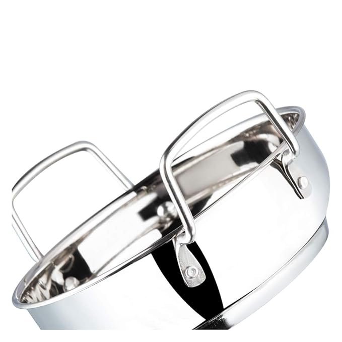 Vinod Stainless Steel Kadhai with Glass Lid - 4 Litre, 26cm | Extra Thick, SAS Heavy Bottom | Kadai for Cooking