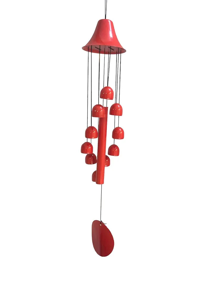 Paradigm Pictures 10 Bells Wind Chime for Home Decor Good Luck Red