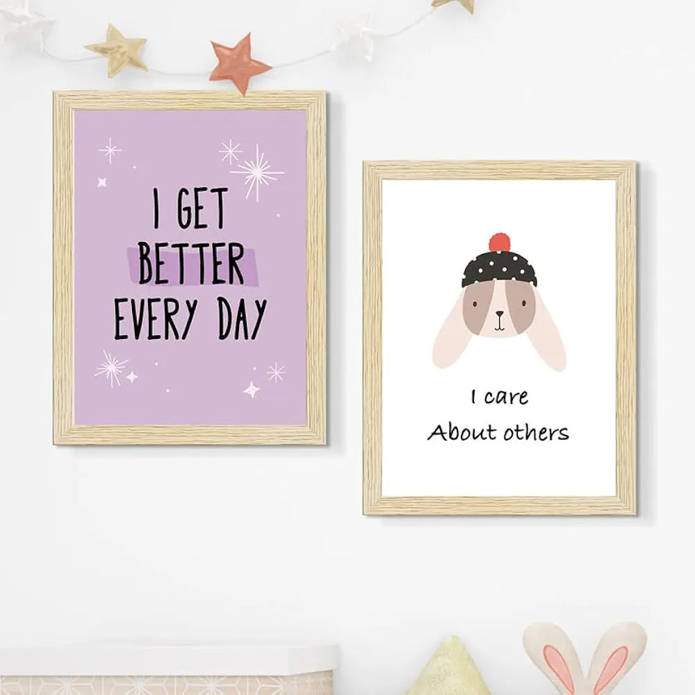 ArtX Paper Motivational-05 Quotes Wall Paintings for Kids Room Inspirational Multicolor Set of 6