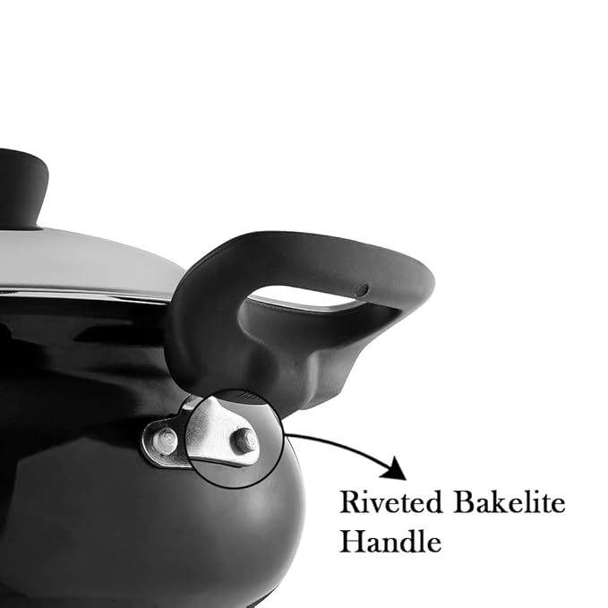 Vinod Hanos Hard Anodised Non Stick Handi with Lid - 3.8 Litre Small | 3.25mm Thick | 5X Long Lasting