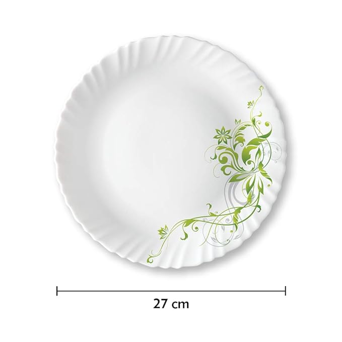 Larah by Borosil Opalware Full Plate - Erba | White | 11 Inch | Set of 6