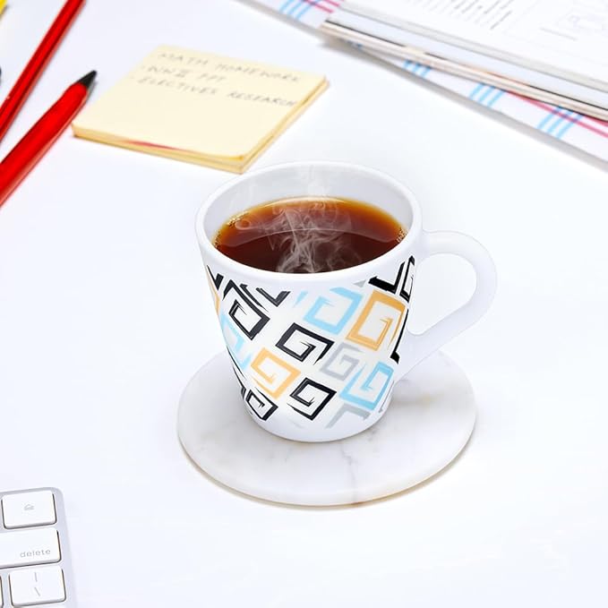 Larah by Borosil Novelty Series Ember Opalware Mug | Set of 6 Tea/coffee Mugs | 160 Ml Each