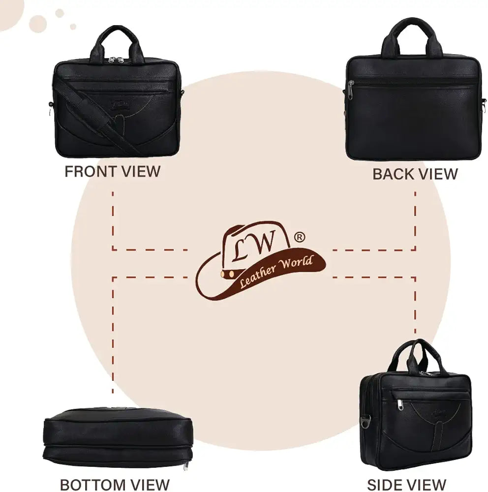 Leather World Pu Leather Mini 14 inch Laptop Office Bag | Office Bag | Messenger Bag | Travel Bag