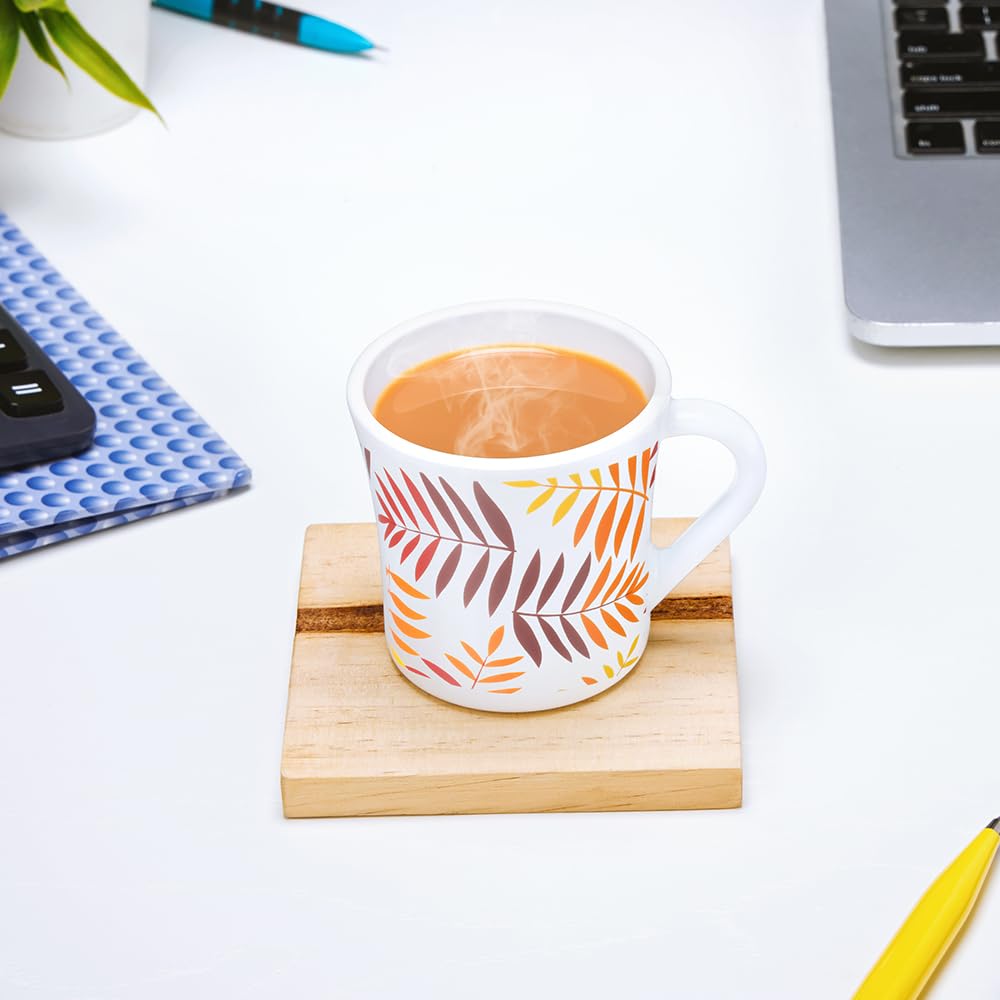 Larah by Borosil Crysta Series Costa Opalware Mug | Set of 6 Tea/coffee Mugs | 210 Ml Each