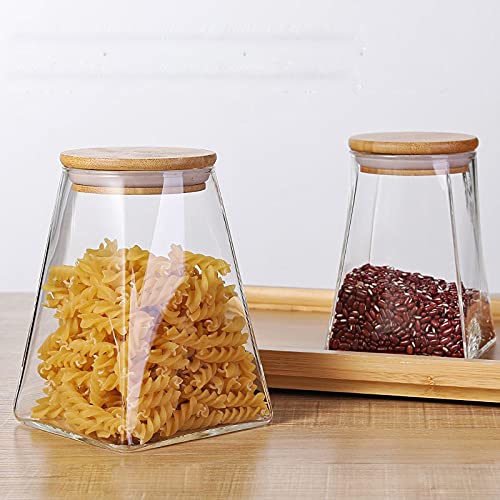 Femora Kitchen Storage Jars Borosilicate Glass Jars for Kitchen With Wooden Lid Air Tight Jar | 550 Ml | Pack of 2
