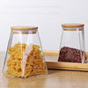 Femora Kitchen Storage Jars Borosilicate Glass Jars for Kitchen With Wooden Lid Air Tight Jar | 550 Ml | Pack of 2