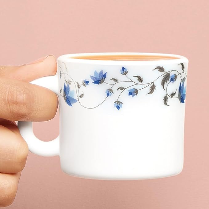 Larah By Borosil  Helena Opalware Cup | Set of 6 Pieces | White