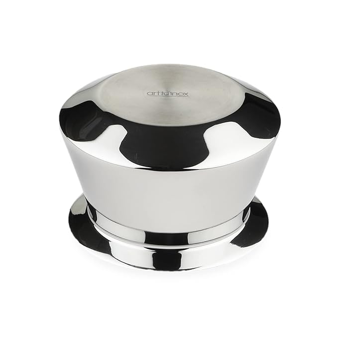 Arttdinox Designer Stainless Steel Patila With Wooden Lid | 350 Ml | Double Walled Bowl | Supari Box | Gloss Mirror