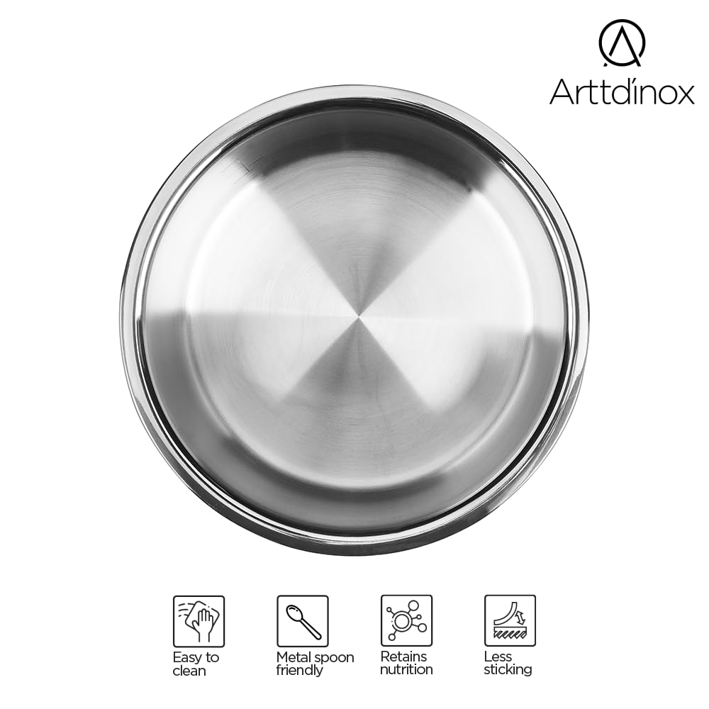 Arttdinox by Jindal Lifestyle Reflecto Triply Stainless Steel Tope With Lid | 1.6ltr | Silver | 16cm