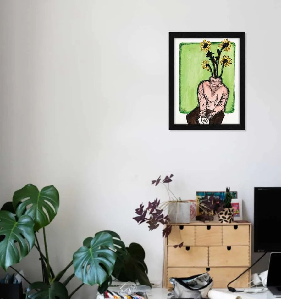 ArtX Paper Blooming Lady Flower Girl Frame Wall Art Painting