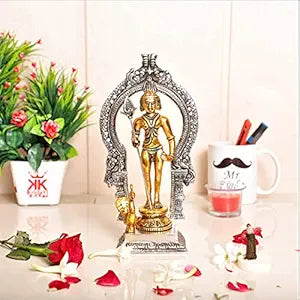 KridayKraft Metal Murugan Swami Kartikeya Statue Standing with Peacock Subramanyam Murti
