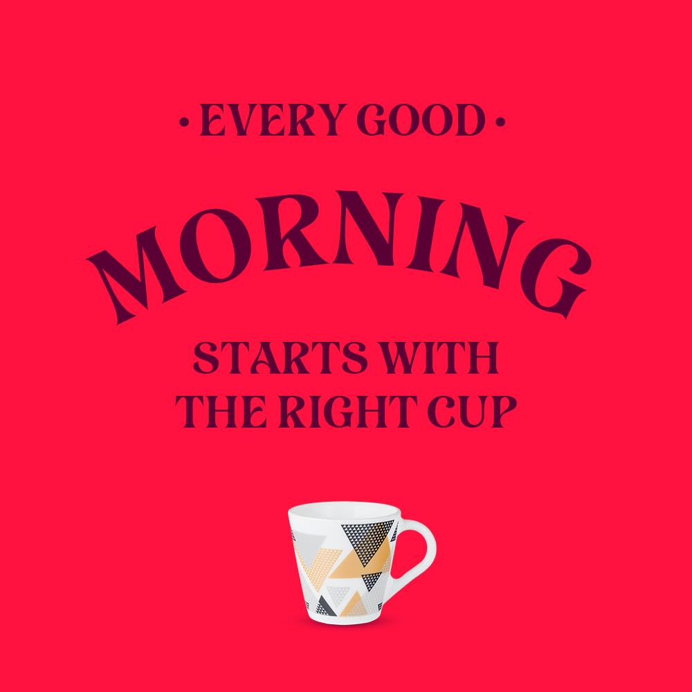 Larah by Borosil Novelty Series Nivaah Opalware Mug, Set of 6 Tea/coffee Mugs | 160 Ml Each