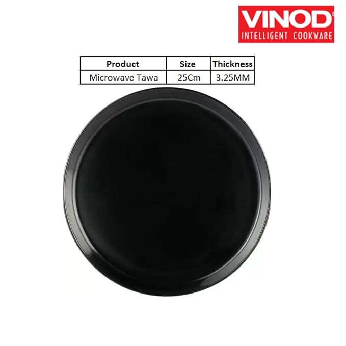 Vinod Hard Andised Non Stick Microwave Safe Tawa - 25cm | 3.25mm Thickness | Round Baking Plate Pan Tawa