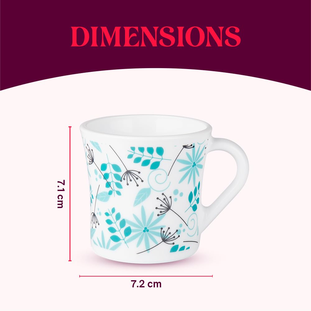 Larah by Borosil Stardust Opalware Mug | Set of 6 Pcs Tea/coffee Mugs | 160 Ml Each