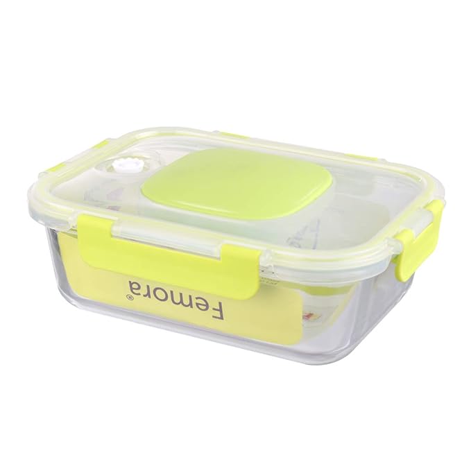 Femora Borosilicate Glass Rectangle Container With Vacuum Pump Lid | 1050 Ml