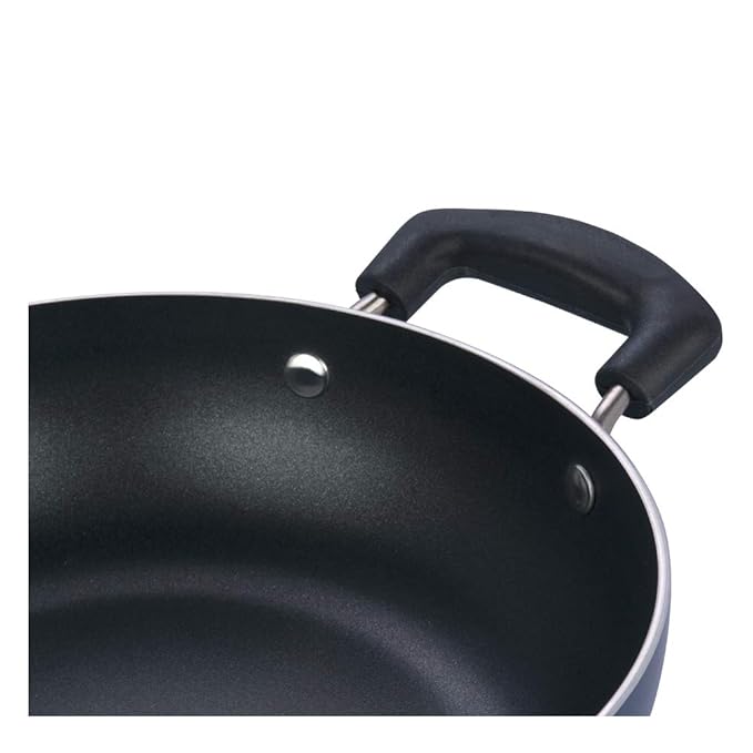 Vinod Zest Aluminium Non Stick Kadhai with Glass Lid - 2 Litre, 22cm | 3 Layer Ceramic Coating | 3 mm Thick
