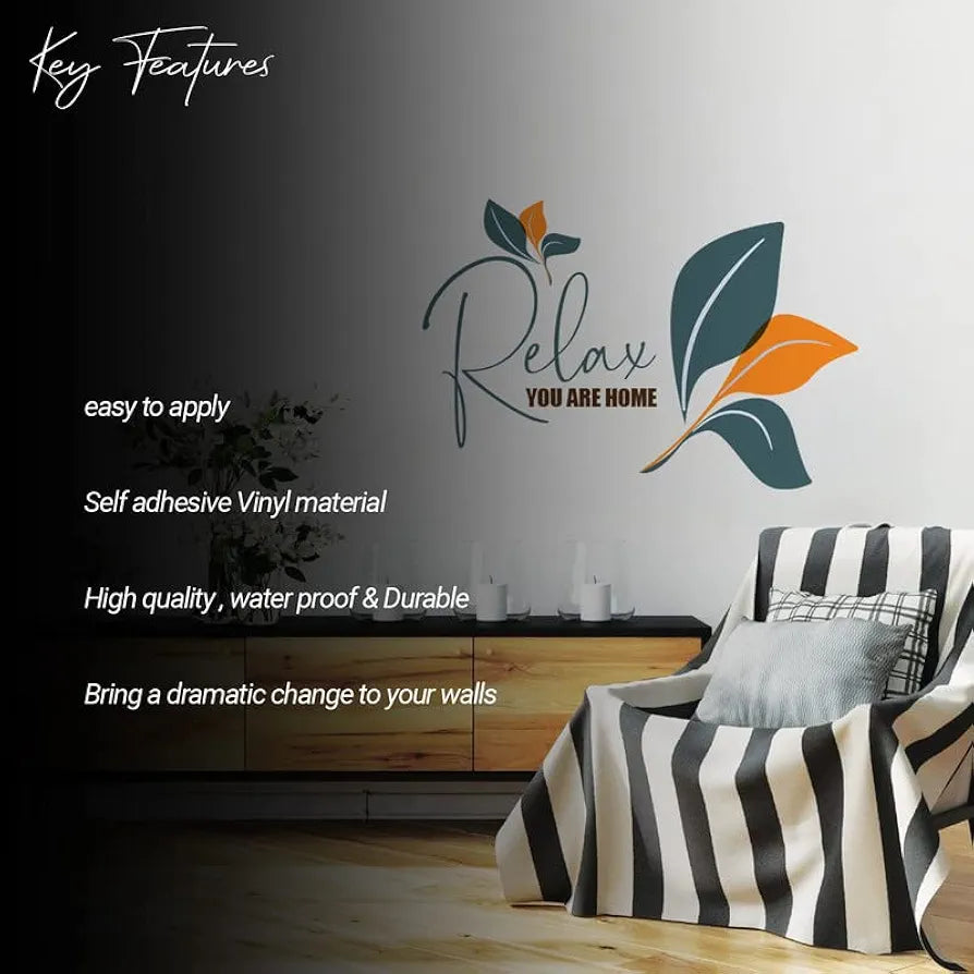 Kotart Colorful Leaf and Quote Wall Decals PVC Vinyl Wall Stickers