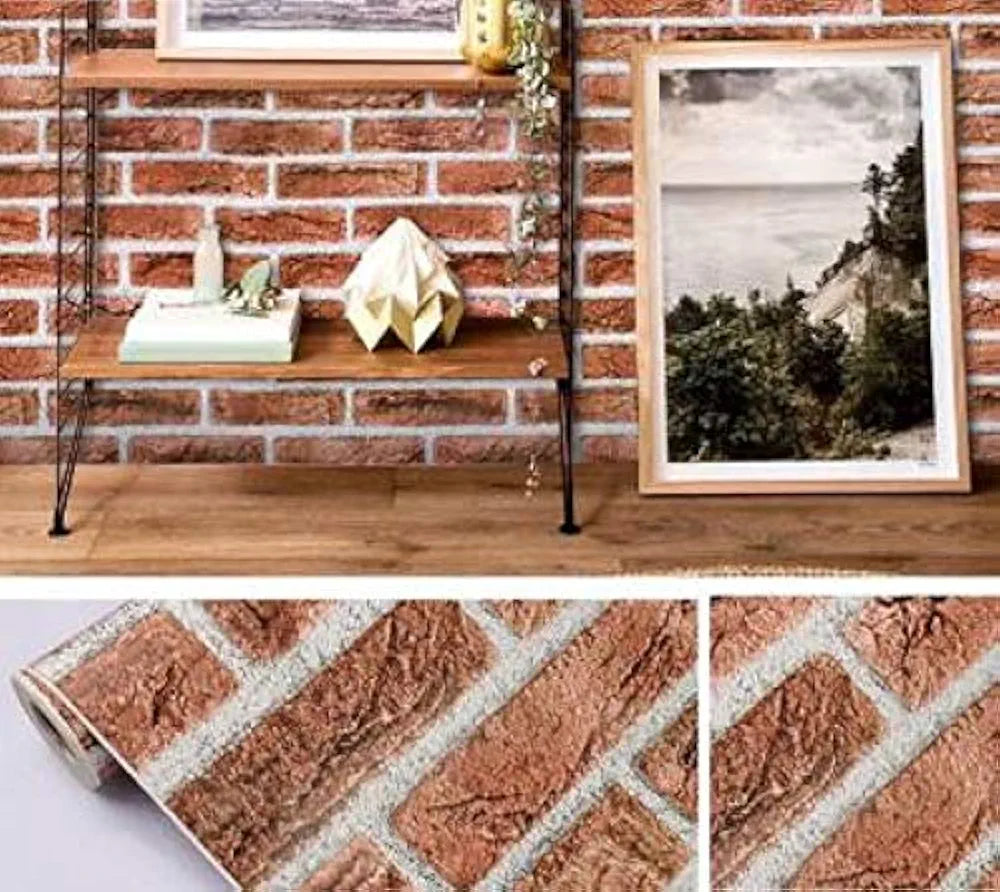 Jaamso Royals Light Red Brick Peel and Stick Wallpaper Wall Decor Manual
