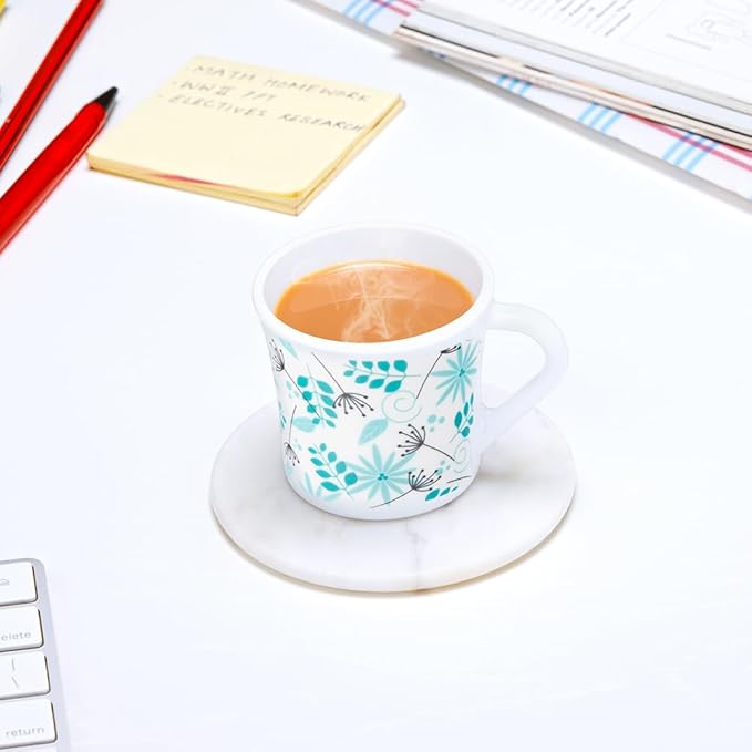 Larah by Borosil Crysta Series Stardust Opalware Mug | Set of 6 Tea/coffee Mugs | 100 Ml Each