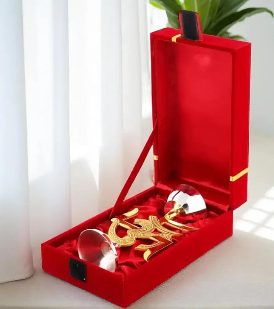 Jaipur Ace Om Symbol Gold Plated Decorative Diya With Velvet Gift Box Cave Design Ganesha