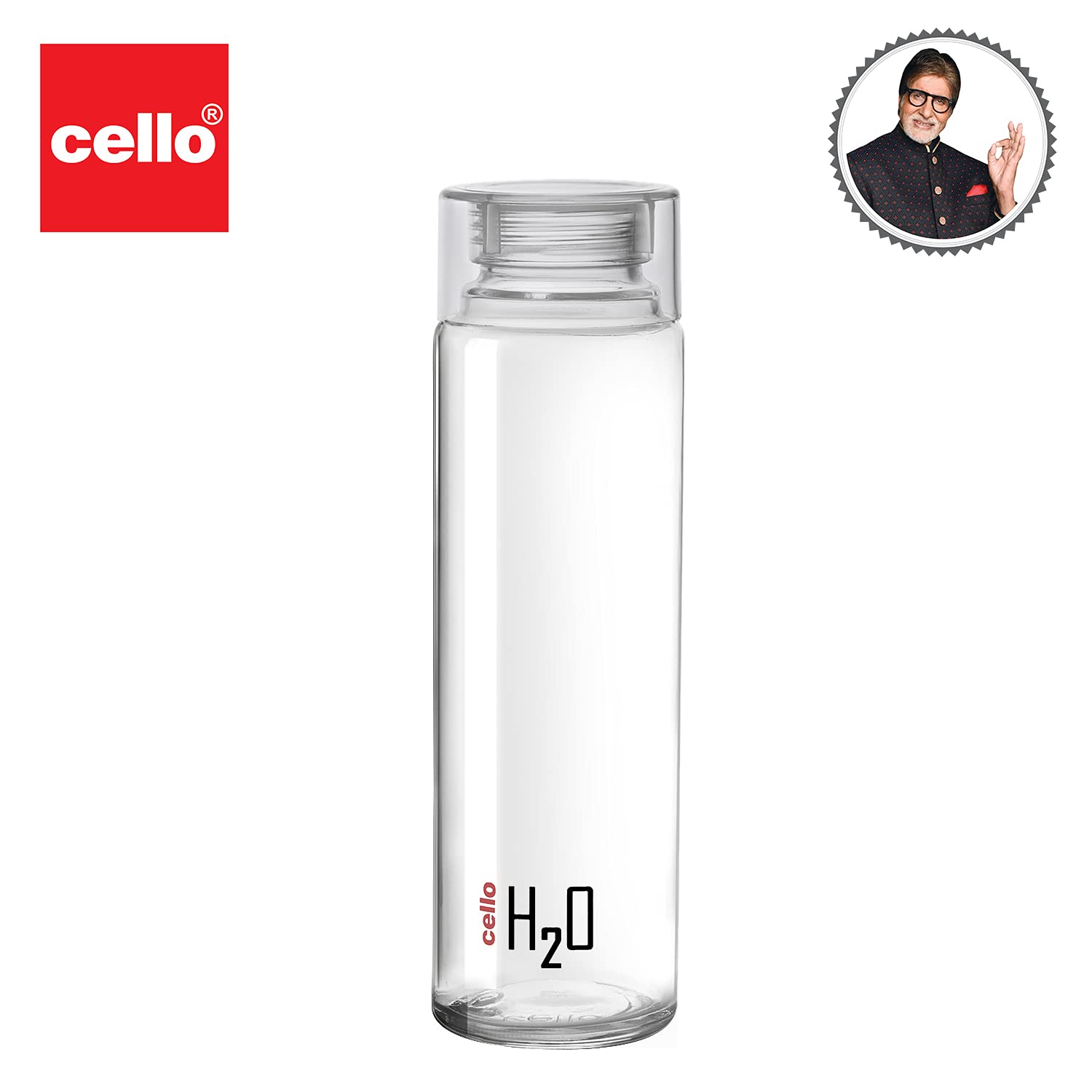 Cello H2o Glass Fridge Water Bottle With Plastic Cap | 920 ml