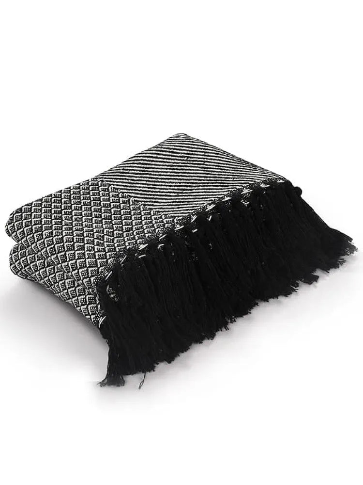 Sashaa World Soft Cotton Throw Blanket Colour Black