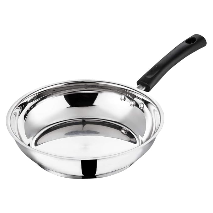 Vinod Stainless Steel Frypan - 22 cm | Skillet Pan for Frying | SAS Bottom | Cool Touch Bakelite Handle