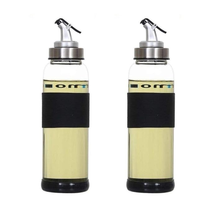 Femora Borosilicate Glass Oil Dispenser With Lid | 500ml | Set of 2