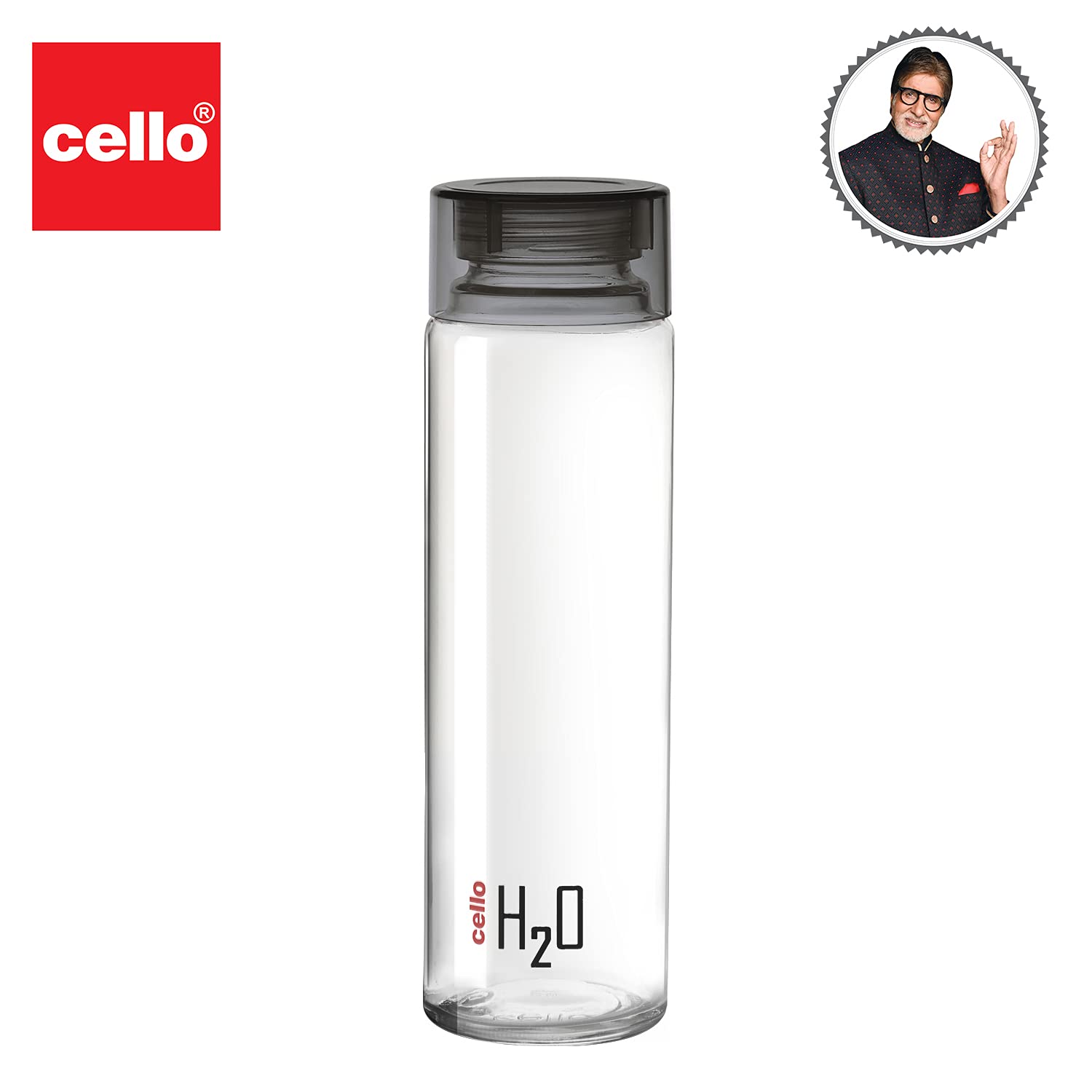Cello H2o Glass Fridge Water Bottle With Plastic Cap | 920 Ml | Black