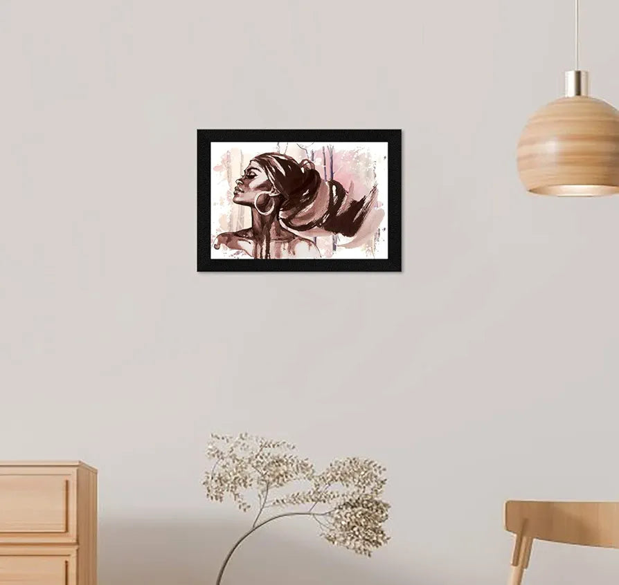 ArtX Modern African Women Wall Art Painting Abstract Synthetic Wood Framed Picture