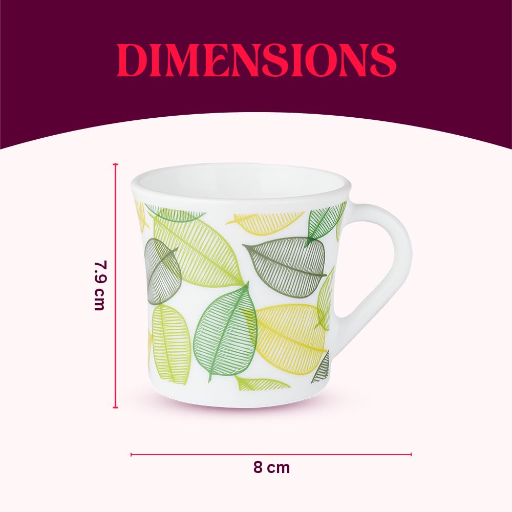 Larah by Borosil Crysta Series Noma Opalware Mug | Set of 6 Tea/coffee Mugs | 210 Ml Each