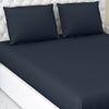 Haus & kinder Cotton Elastic Fitted Bedsheet King Size 2 Pillow Covers | Colour Navyblue