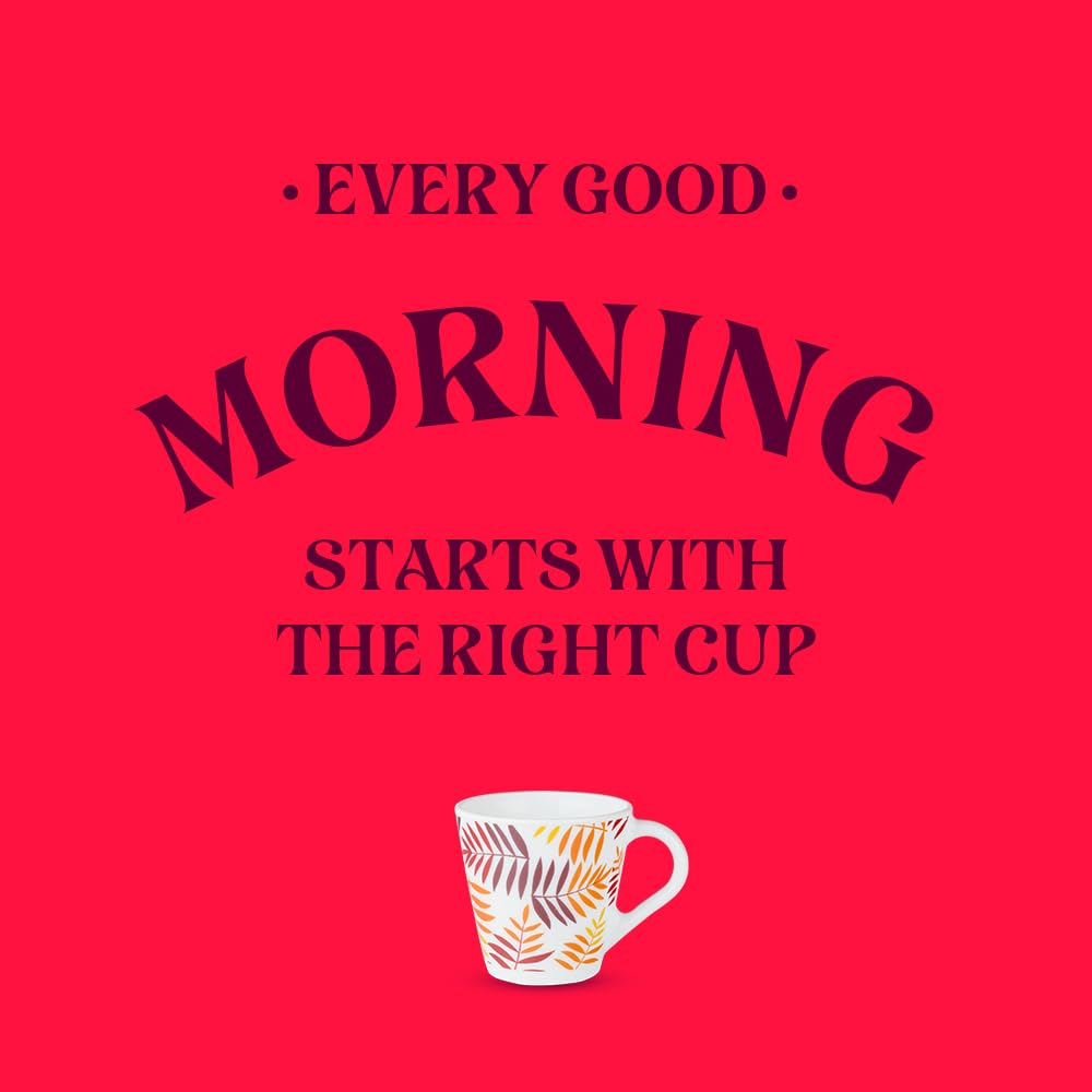 Larah by Borosil Novelty Series Costa Opalware Mug, Set of 6 Tea/coffee Mugs | 160 Ml Each