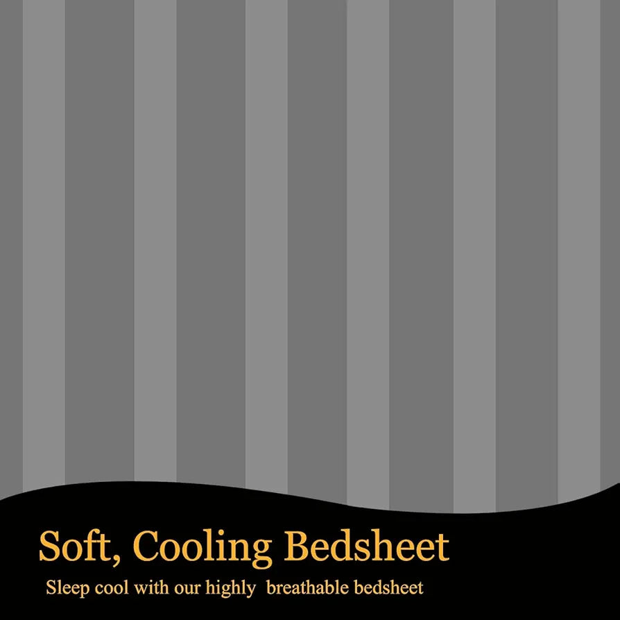 Fresh From Loom Soft Skin Safe Breathable King Size Flat Bedsheets Double Bedsheet Set With 2 Pillow Covers 144 Tc Grey