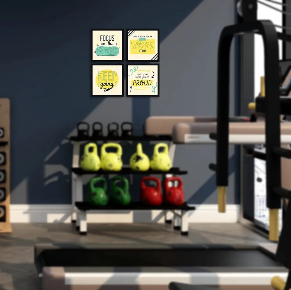 ArtX Paper Focus Motivational Quotes Wall Frame Art Painting Set of 4