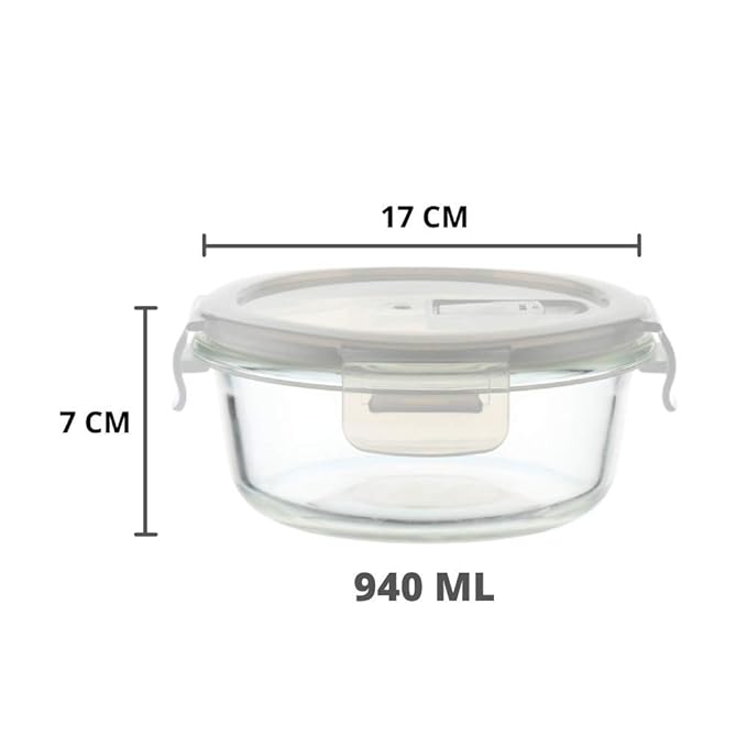 Femora Borosilicate Glass Containers for Kitchen | Storage Box for Kitchen With Air Vent Lid | Set of 1 | 940 Ml