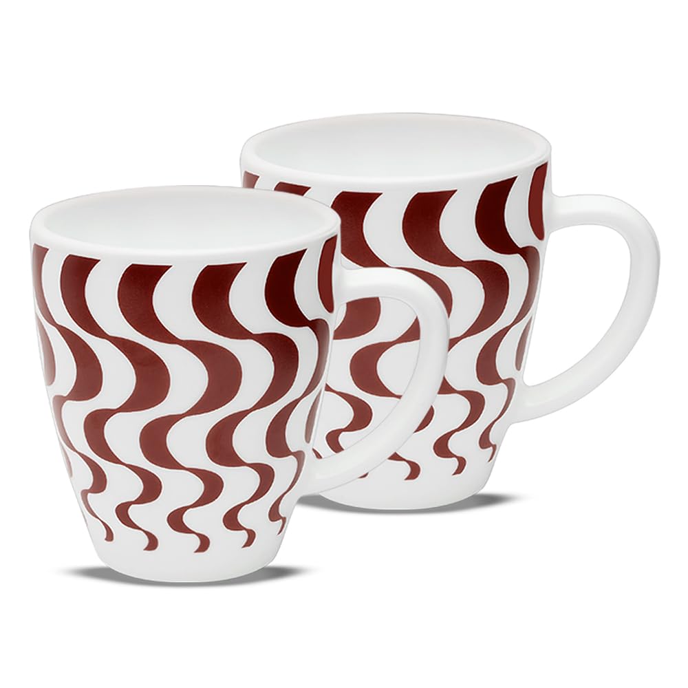 Larah by Borosil Waves Brown 390 Ml Mug | Set of 2