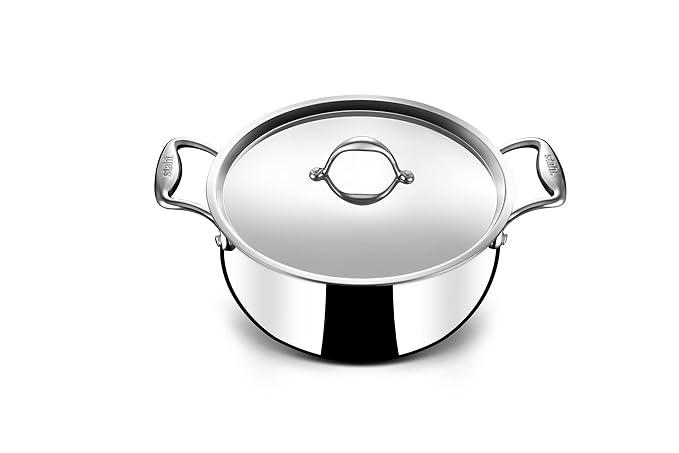 Stahl Artisan Triply Stainless Steel Belly Saucepot With Lid | Induction Base Casserole | Briyani Pot/ Handi | Stew Pot | 2.4 L | 18 Cm