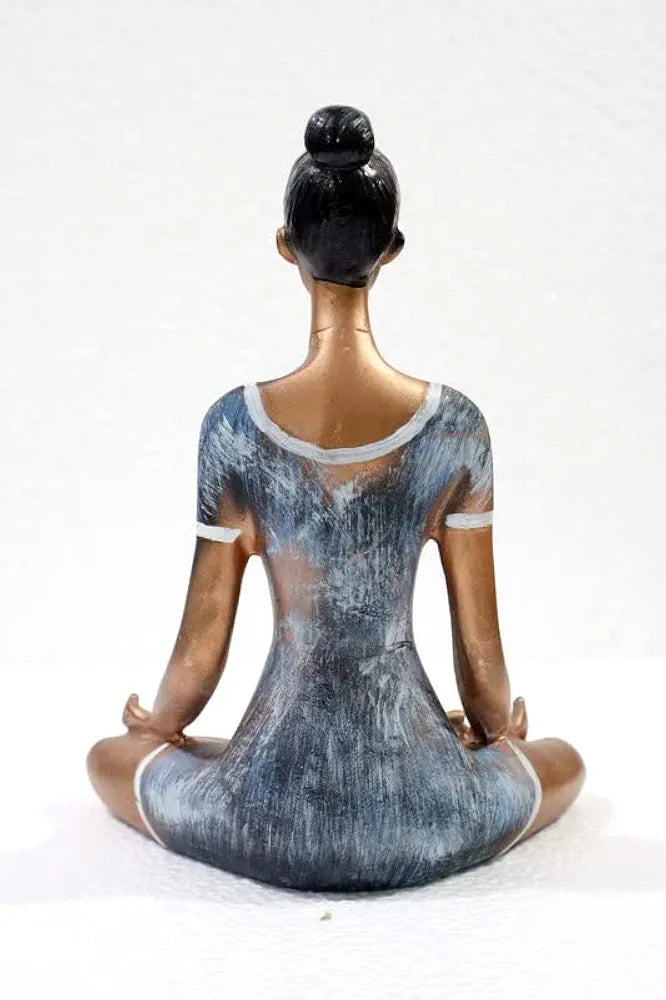 Jaipur Ace Yoga Lady Polyresin Statue Creative Abstract Design Art Figurine Yoga Lady (Grey Gold)