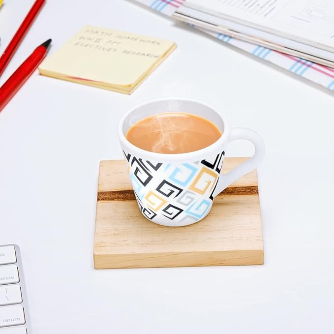 Larah by Borosil Novelty Series Ember Opalware Mug | Set of 6 Tea/coffee Mugs | 110 Ml Each