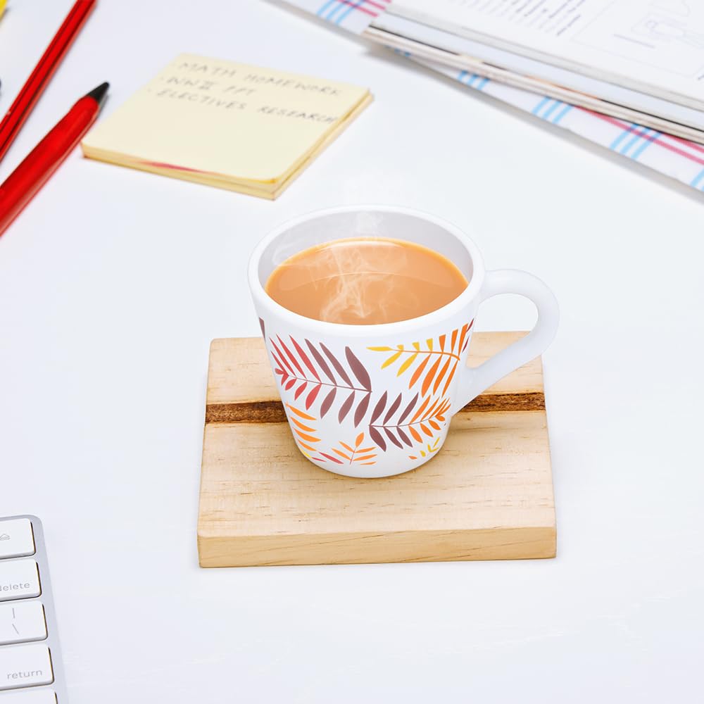 Larah by Borosil Novelty Series Costa Opalware Mug | Set of 6 Tea/coffee Mugs | 110 Ml Each