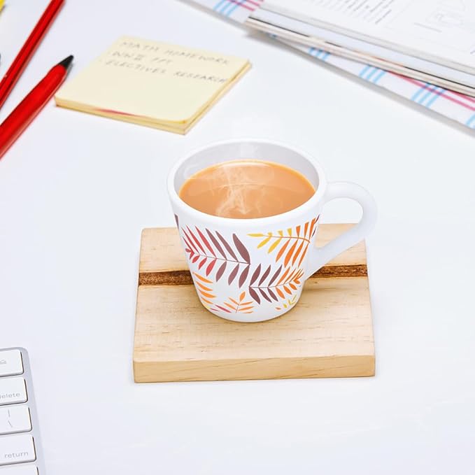 Larah by Borosil Novelty Series Costa Opalware Mug | Set of 6 Pieces| Tea/coffee Mugs | 110 Ml Each