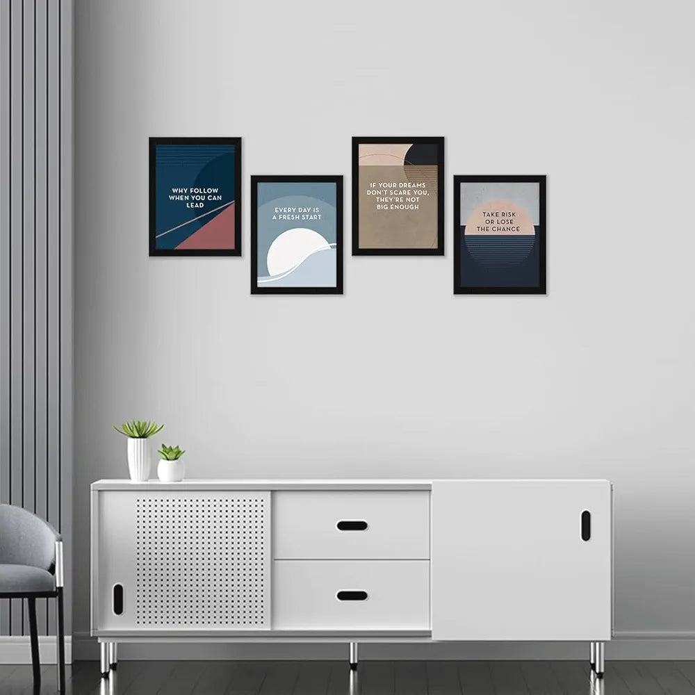 ArtX Paper Famous Motivational Quotes AXF00171-MOT Framed Posters Set of 4